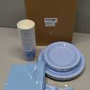 Light Blue Paper Plates and Napkins Party Supplies, Include 9Disposable Blue Plate, 7Dessert Plates Cups Napkins Forks for Baby Shower, Wedding, Birthday Decorations, Serves 25