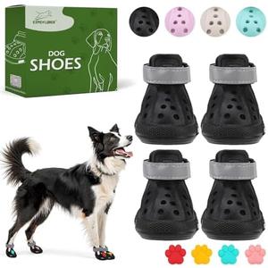Dog Shoes for Hot Pavement - Non-Slip Summer Dog Booties for Small Medium Large Dogs, Reflective Pet Boots & Paw Protectors, Easy ON & Off, Waterproof and Easy-Clean for Beach Outdoor (Black, L)