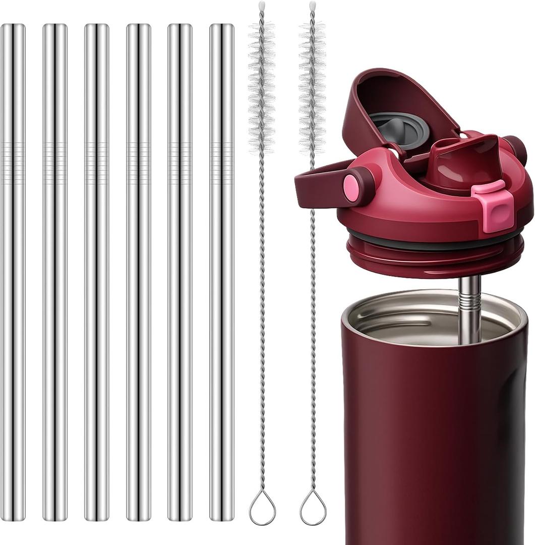 Mity rain 8PCS Metal Straw for Owala FreeSip Sway 30oz Water Bottle -Stainless Steel Straws for Owala Water Bottle (Stainless Steel)