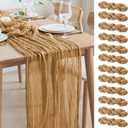 Asee'm 12pcs Cheesecloth Table Runner 120 Inches Long Khaki Boho Gauze Cheese Cloth Runner 10FT Rustic Sheer Table Runners for Christmas Wedding Party Baby Shower Spring Easter Decoration