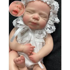 Abenduot 13inch Pascale Baby Full Body Platinum Silicone Baby Dolls Lifelike Painted Reborn Silicone Girl Dolls Kids Toys