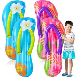 4 Pcs Slippers Inflatable Surf Board 36 Inch Inflatable Pool Floats Luau Hawaiian Party Decorations Tropical Slippers Blow up Surfboard for Wall Beach Party Decorations