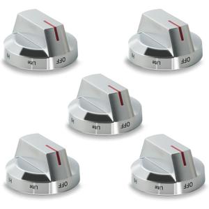 Original-Spec Stove Knobs Replacements DG94-04167X Compatible with Samsung Gas Stove Range Oven NX60A6511SS NX60A6711SS NX60A6751SS, Precision-Matched & Brushed-Finish (5-Pack)