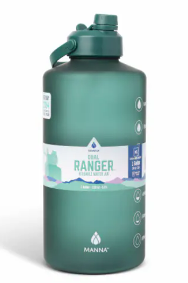 Mana 128oz Large Motivational Water Bottle with Time Marker, Leakproof & BPA Free Half Gallon Big Water Bottle with Straw Handle Tritan Frosted Water Jug for Gym, Fitness, Outdoor Sports, Green