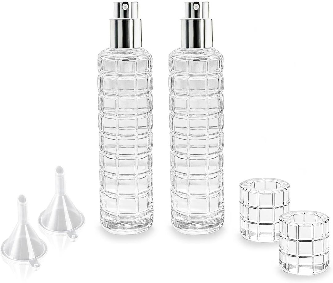 Premium Glass Atomizer Spray Bottle 2 Pack - 30ml Refillable Cocktail & Coffee Bean Spritzer, Leak-Proof Fine Mist for Vermouth, Bitters, Essential Oils, Bar Kitchen Accessories