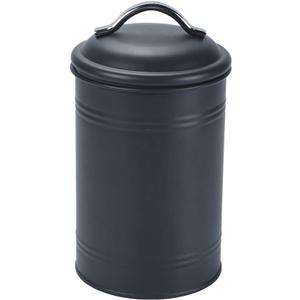 Airtight Kitchen Canister with Lid, Rustic Farmhouse Decor Container for Dry Food Sugar Coffee Tea, Charcoal Gray Metal Countertop Storage Jar (7.87''H x 4.3''Dia.)