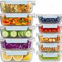Dealusy 10 Sets (20-Piece) 36 oz & 12 oz Glass Food Storage Containers with lids, Airtight Leak-proof Glass Meal Prep Containers with Lids, Microwave Oven Freezer Dishwasher Safe, Blue, 4.5 Cup & 1.5 Cup