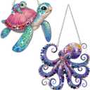 Muzagroo Art Diamond Art Kits for Adults, 5D Diamond Painting Kits for Beginners, DIY Special Shaped Diamonds Art Hanging Ornament for Windows 2 PCS Animals Diamond Pendant (Octopus)