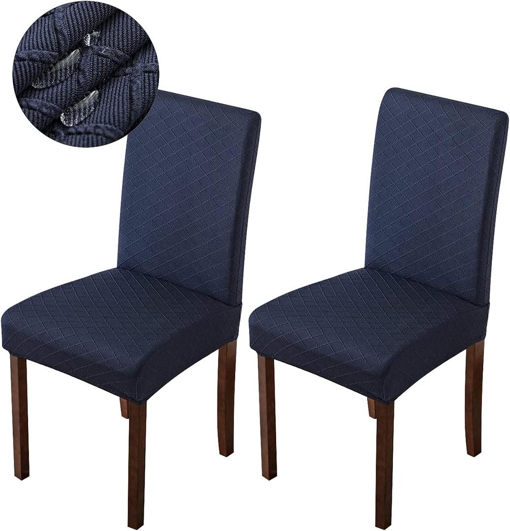 Waterproof Chair Covers for Dining Room Dining Chair Covers Kitchen Parsons Chair Covers (Navy Blue, 2 PCS)