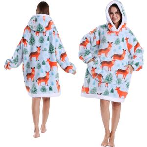 GoodtoU Oversized Hoodies Sweatshirt Blanket Hooded Blanket Warm and Cozy Birthday Gifts for Women Medium forest Deer (Adults)