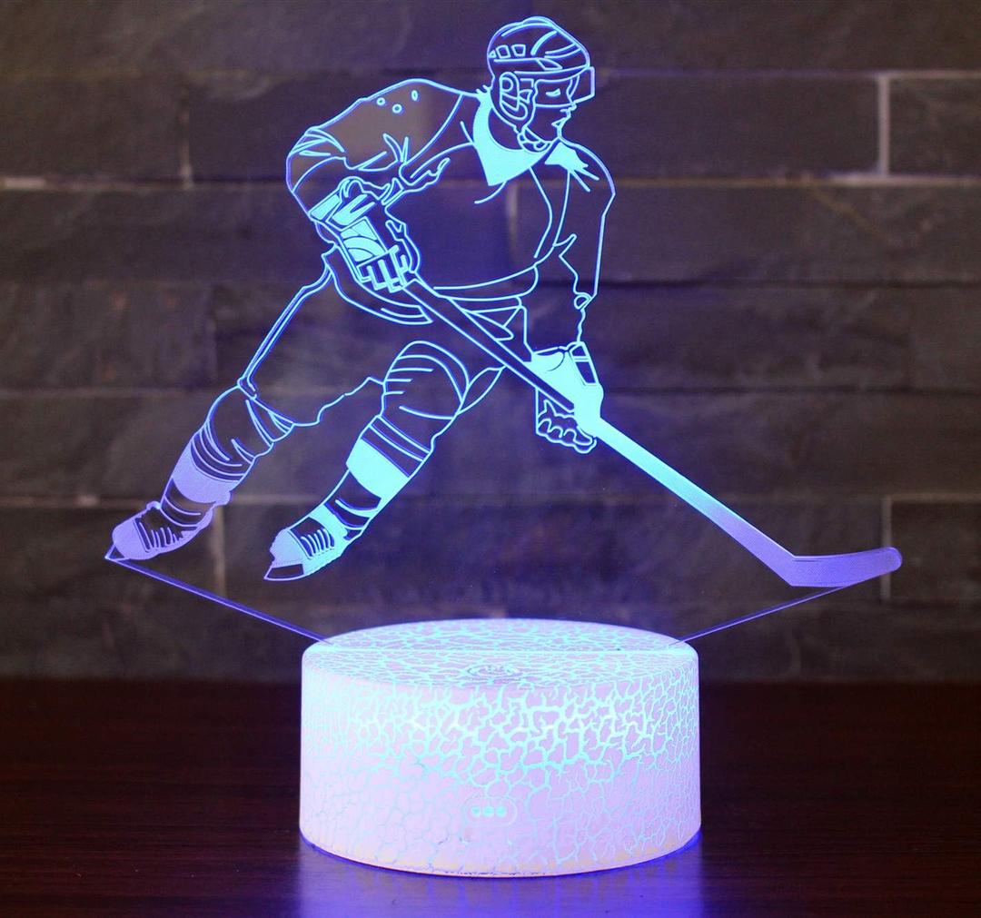 WMH Hockey Night Light with 7 Colors Changing- LED 3D Optical Illusion Lamp for Kids Room Decor and Hockey Fans (Hockey)