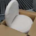 GREENSTELL Vanity Stool Chair with Storage and Folding Back, 15.7" x 15.7" x 19.5" Faux Fur Soft Ottoman for Adults, 4 Metal Legs with Anti-Slip Feet, Furry Padded Seat for Makeup, Bedroom, White