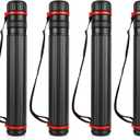 DAJAVE 4 Pack Extendable Poster Tubes, Expand from 17 to 28 Inch, Poster Tube with Strap, Black Telescoping Art Drafting Tube, Round Poster Holder Tube for Carrying Artworks Scrolls Blueprint