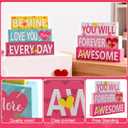 2 x 2-Piece Valentine's Day Wooden Sign SetYou Will Forever Be My Awesome & Be Mine Love You More Every Day Wood Tabletop Decor for Mantel, Desk, Shelf or Tiered Tray, Romantic Gift for Her
