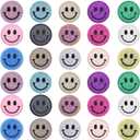 30 Pcs Sequin Round Smiley Face Chenille Patches Cute Iron-On Patches for a Diverse Range of Fabric Clothes DIY Projects