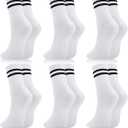 Jspupifip 8 Pair Striped Athletic Crew Socks,Moisture-Wicking Running Socks for Men&Women,Breathable Casual Gym Socks (One Size, 6-color Stripes)