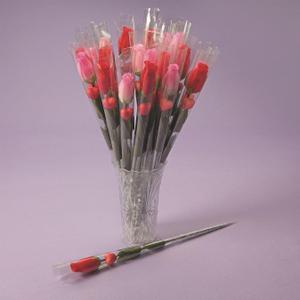 Individually Wrapped Stem Roses with Hearts (Pack of 24)