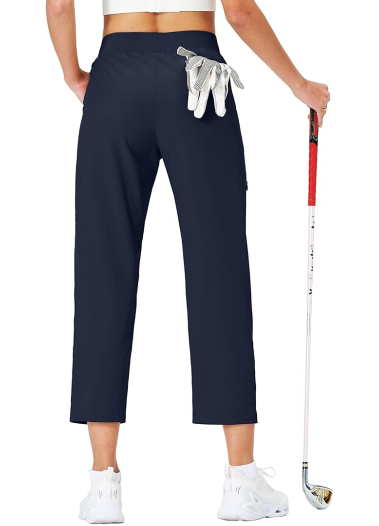 Seamaid Women's Golf Pants with Deep Pockets 7/8 Stretch Athletic Travel Pants for Casual Lounge Navy XL