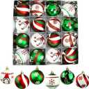Fanfantoey Christmas Balls Ornaments Set, 16Pcs 2.4 Inch Christmas Tree Ornaments, Red and White Shatterproof Christmas Tree Balls for Xmas Decorations