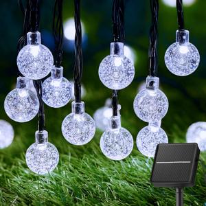 Brightown Solar String Lights Outdoor 60 Led 35.6 Feet 8 Lighting Modes Globe Waterproof Solar Powered Patio Lights for Garden Yard Porch Wedding Party Decor (Pure White) (1 pc)