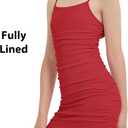 EXARUS Girls Teen Dresses Dance Ruched Spaghetti Straps Bodycon Mini | Sleeveless Tight Fitted Ribbed Dress Party Casual Halloween Tween Youth Semi Formal Junior Birthday Preteen Red 10Y