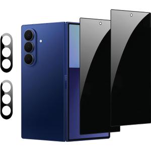 2 Pack Privacy Screen Protector for Samsung Galaxy Z Fold 7 Anti-spy Tempered Glass Flim 2 Pack Camera Lens Protector Accessories