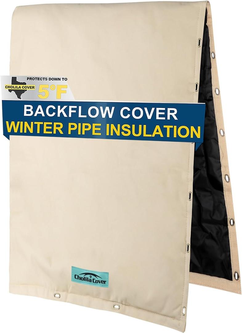 Backflow Preventer Cover Insulated (5F) - 18" W x 34" H Sprinkler Covers for Outside for 2-Way Opening Pipes - Backflow Insulation Cover with Thicker 7 Layers Fabric - Backflow Cover