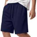 YooAurvox Boys Athletic Drawstring Shorts, Navy Blue, 9-10 Years