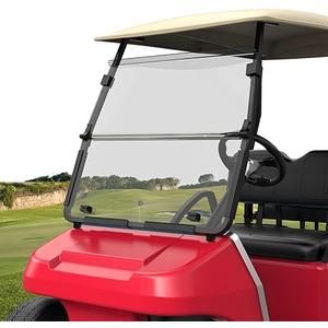 10L0L Golf-Cart-Windshield for Club Car DS 1982-2000.5 Gas & Electric Models Replacement with Tinted UV Protection Impact Resistant Acrylic Lightweight and Foldable Golf Cart Front Windshield (Clear)