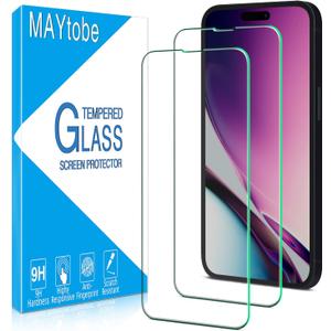 MAYtobe [2 Pack Tempered Glass iPhone 14 Pro Screen Protector, Anti-Scratch, Bubble Free, Case Friendly, Easy to Install (Transparent)
