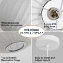 Globe Silk Pendant Light 20in, White Imitation Silk Lampshade, Globe Pendant Light Simple Chandelier for Living Dinning Room Kitchen Island Bedroom Restaurant Cafe