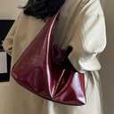 Women Tote Bags Soft Satchel Handbags PU Leather Tote Shoulder Bag Ladies Work Dating 2024 (Wine Red)