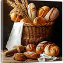 AWPANERAR Kitchen Canvas Wall Art Bread Picture Printing Food Poster Painting Vintage Still Life Artwork Dining Room Kitchen Restaurant Decor (White, (16.00" x 16.00"))