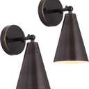 Oil Rubbed Bronze Farmhouse Wall Sconces Set of Two, Rustic Adjustable Interior Sconce Light Fixture Hardwired with Metal Shade,Indoor Industrial Lamp for Hallway,Bedroom,Living Room