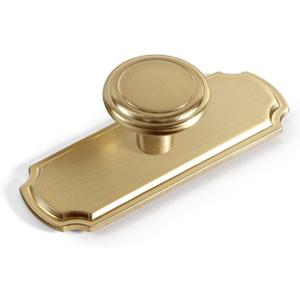 Goo-Ki Brushed Brass Cabinet Knobs with Backplate,Casual Luxury Solid Zinc Cabinet Handles for Drawer,Cupboard, Wardrobe,6 Pack