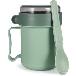 Cabilock Soup Mug with Lid and Spoon, Portable Oatmeal Cup with Cover, Microwavable Food Flasks Food Jar Containers for Breakfast, Soups, Noodles, Cereal