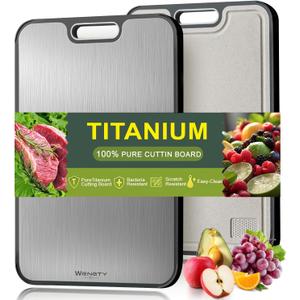 Titanium Cutting Board for Kitchen, Cutting Board Double Sided Food Grade, Pure Titanium/PP,Chopping Board for Meat Vegetable Fruit,Easy to Clean,Kitchen Gifts(16''x11'')