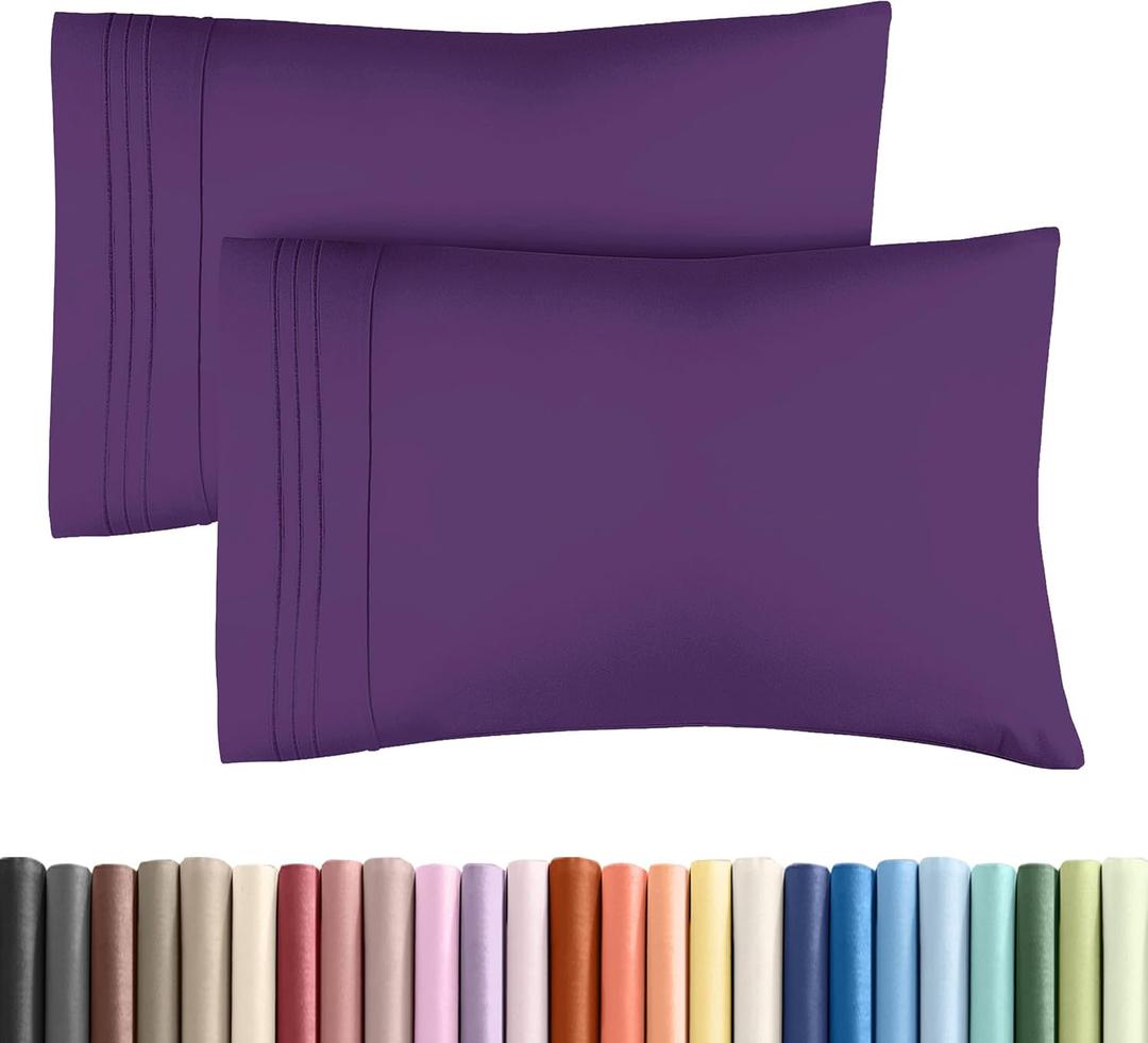 Queen Pillow Cases Set of 2 - Ultra Soft Hotel Quality Pillowcase Covers - Comfy, Cozy & Wrinkle Free - Shrinkage, Stain and Fade Resistant - Machine Washable Pillow Protectors - 2 Piece Set - Purple