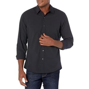 Amazon Essentials Men's Regular-Fit Long-Sleeve Casual Poplin Shirt, Button Front, Business Casual, Size: M
