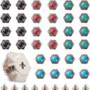 AHANDMAKER 32Pcs Decorative Screw Back Buttons, 4 Colors Vintage Synthetic Turquoise Buttons, Sunflower Decorative Buckle, Flower Screw Button for DIY Leather Craft