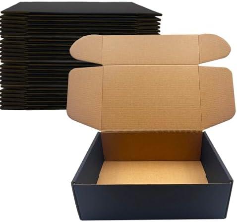 22 Pack 9x6x3 inch Black Shipping Boxes ，Cardboard Packaging Boxes for Mailing Shipping Corrugated Cardboard Boxes for Packaging Small Business Craft Flat Shipping Boxes Empty Gifts Giving Products