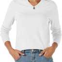 MAGCOMSEN Women's V Neck Sweater 2025 Spring Casual Long Sleeve Tops Knit Lightweight Pullover Sweaters Jumper (White, S)