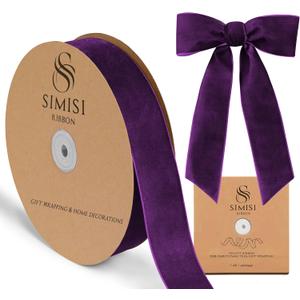 Purple Velvet Ribbon 1.5'' 25 Yards for Christmas Tree, Gift Wrapping, Flower Bouquet, Wreath Decorations, Bow Making