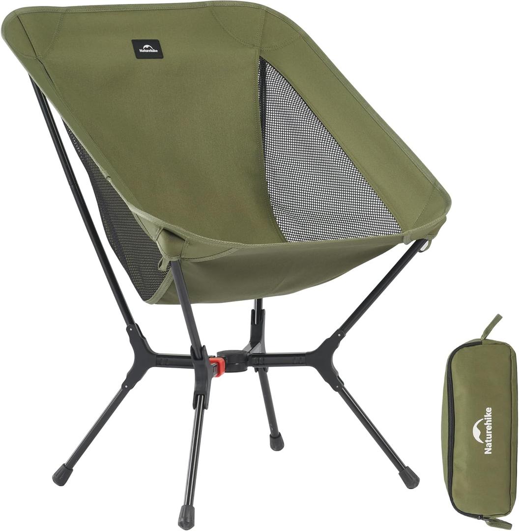 Naturehike YL01 Snap Camping Chair, 1 Second Setup Frame, 441lb Capacity, Portable Backpacking Chair with Storage Bag, Lightweight & Compact Folding Camp Chair for Backpacking Camping Fishing (Green)