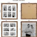 Hongkee 14x14 Picture Frame Set of 2, Rustic Brown with Glass Collage Frame, Display Photo Six Opening 4x6 With Mat or 14 x 14 Without Mat - Horizontal or Vertical Wall Mounting, 14x14 in matted to 6-4x6