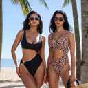 SUUKSESS Women Sexy One Piece Tummy Control Swimsuit Cutout Backless Bathing Suit (M)
