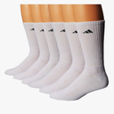 Adidas Men's Cushioned 6-Pair Crew Socks; White (Large/Shoe Size 8-12)