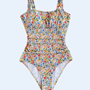OYOANGLE Girl's Boho One Piece Swimsuit Floral Print Ruched Beach Sports Bathing Suits Modest Swimwear M