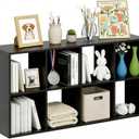 8 Cube Storage Organizer Shelf, Open Cube Bookshelf, Reversible Bookcase, Sturdy Modern Storage for Home Office, Bedroom, Living Room, Black
