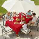 LUSHVIDA Rectangle Outdoor Tablecloth with Umbrella Hole and Zipper, 60x102 Inch Red, Washable Waterproof Table Cloth Spill Proof Wrinkle Free Table Cover for Patio Spring Summer Picnic BBQS